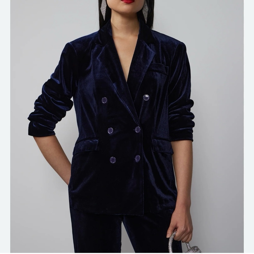 Vintage GAP crushed blue velvet double breasted jacket - Picture 4 of 6